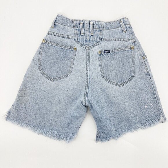 Lee Vintage 80s High Waisted Pleated Front Faded Wash 7" Jean Shorts - Picture 4 of 6